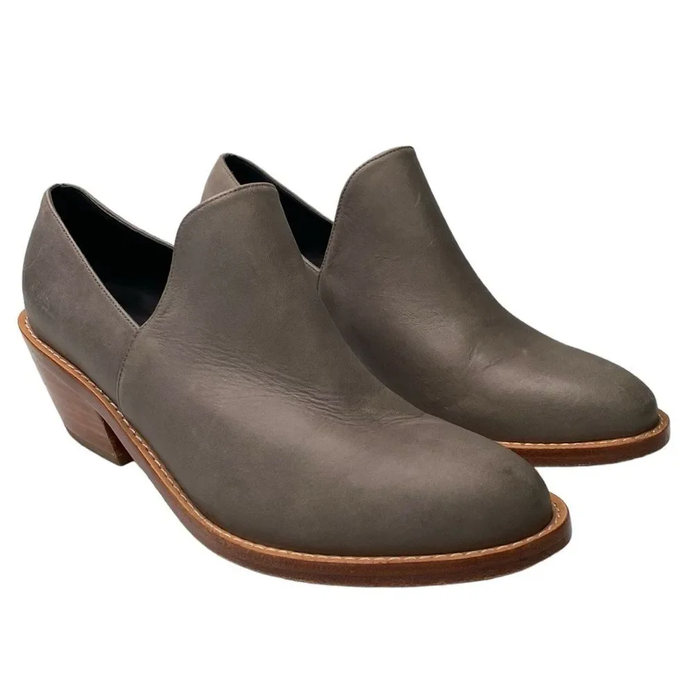Fortress of Inca Madeline Leather Stacked Low Heel Bootie Shoe Slip-On Handmade